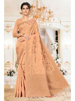 Suha - Designer Weaving Work Beige Saree with Unstitched Blouse