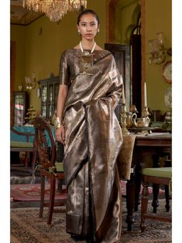 Mysilklove - Vampire Grey Handloom Kanjivaram Saree with Unstitched Blouse