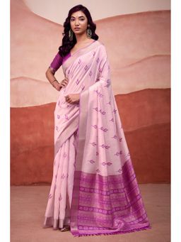 Mysilklove - Orchid Woven Modal Purple Cotton Saree with Unstitched Blouse
