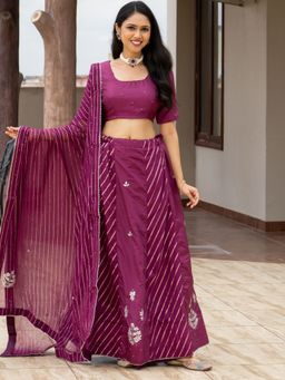 Pretty Pallu - Purple Gleam Festive Lehenga with Blouse and Dupatta