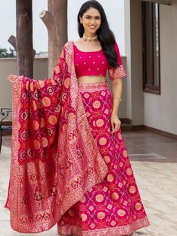 Pretty Pallu - Zarika Pink Bloom Lehenga with Blouse and Dupatta