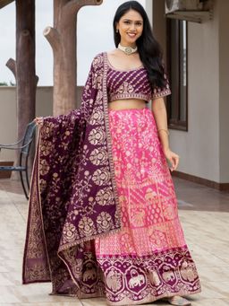 Pretty Pallu - Zarika Baby Pink Bloom Lehenga with Blouse and Dupatta