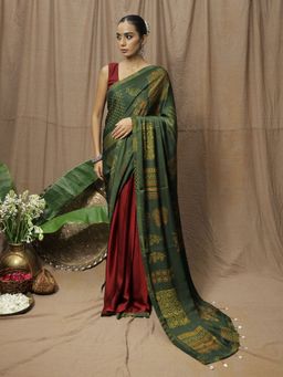 Save As - Hrudaya Maroon Printed Saree Without Blouse