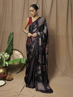Save As - Jhankaar Black Printed Saree Without Blouse