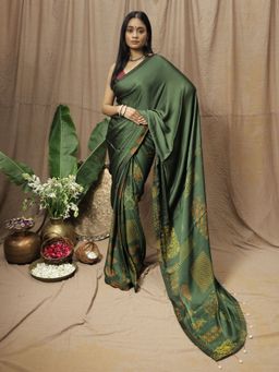 Save As - Shamita Printed Green Saree Without Blouse
