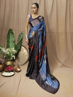 Save As - Vaani Black Printed Saree Without Blouse