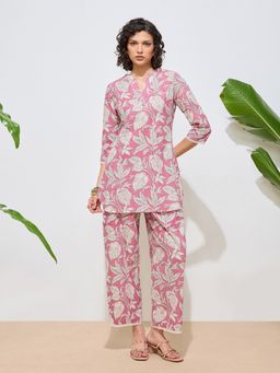 Shaily - Pink Printed Pure Flex Cotton Kurta with Pant