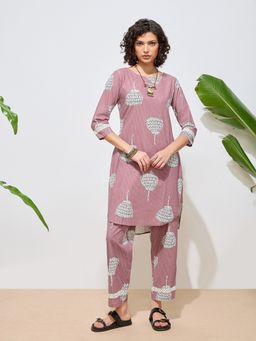 Shaily - Pink Printed Pure Flex Cotton Kurta with Pant