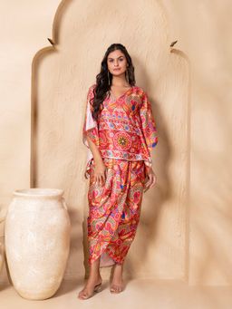 Mabish By Sonal Jain - Multi-Colour Kaftan Top with Dhoti Skirt