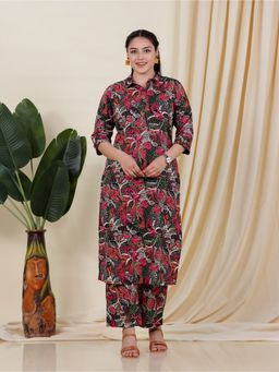 ARAMYA - Soft Cotton Pathani Printed Multi-coloured Kurta with Pant