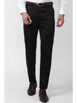 Peter England - Men Black Solid Slim Fit Formal Trousers