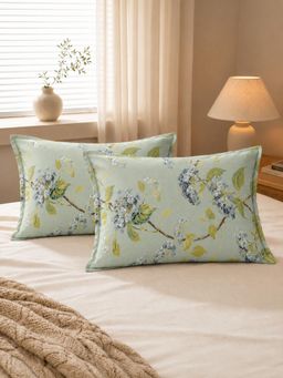 The Home Story - Green Cotton Pillow Covers (Standard) (Pack of 2)