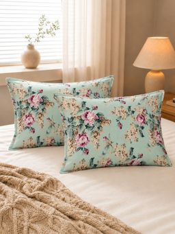 The Home Story - Green Cotton Pillow Covers (Standard) (Pack of 2)
