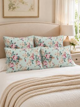 The Home Story - Green Cotton Pillow Covers (Standard) (Pack of 4)