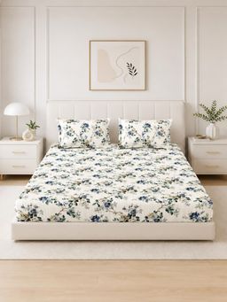 The Home Story - White Cotton King Bedsheet With Pillow Covers (King)