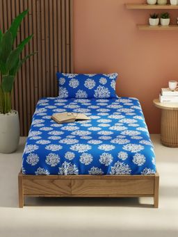 KOPA - Blue Extra Smooth Micro -Single Bedsheet with Pillow Cover (Single) (Pack Of 2)