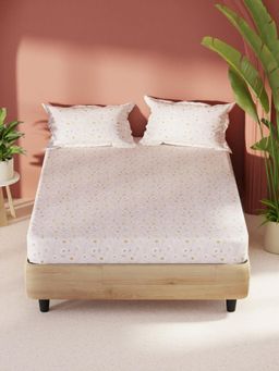 BIANCA - Pink Pure Cotton Fabric -Double Bedsheet with Pillow Covers (Double)