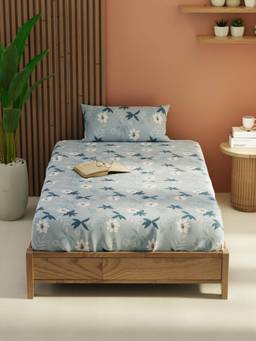 KOPA - Blue Extra Smooth Micro -Single Bedsheet With Pillow Cover (Single) (Pack of 2)
