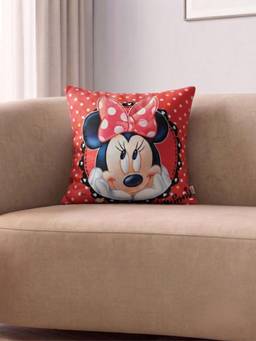 Athom Living - Red Disney Minnie Mouse Printed Filled Cushion (Medium)