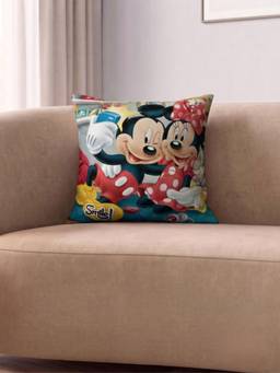 Athom Living - Red Disney Mickey Mouse Printed Filled Cushion (Medium)