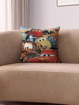 Athom Living - Multi-Color Disney Cars Printed Filled Cushion (Medium)