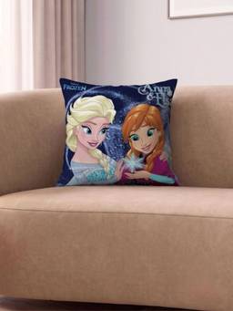 Athom Living - Blue Disney Anna & Elsa Printed Filled Cushion (Medium)