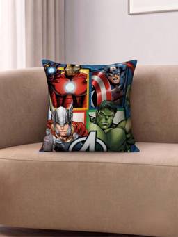 Athom Living - Blue Marvel Avengers Printed Cushion Cover (Medium)
