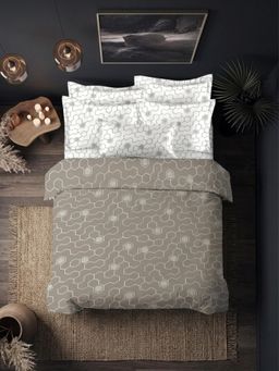 Sleeping Owls- because your sleep matters - Grey Bedsheet with Pillow Covers (Super King)
