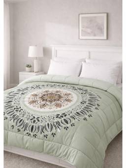 Florida - Green Digital Mandala Print Ultrasoft Filling 30 Gsm Double Bed Ac Comforter (Double)