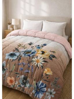 Florida - Multi-Color Digital Petal Print Ultrasoft Filling 30 Gsm Bed Ac Comforter (Double)