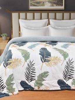 Florida - Off White Comfy Printed Double Bed Reversible Ac Comforter 180 Gsm (Double)