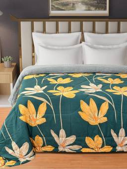 Florida - Green Comfy Printed Double Bed Reversible Ac Comforter 180 Gsm (Double)