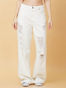 Being Human - Women Solid Denim RFD Kora Wide Jeans