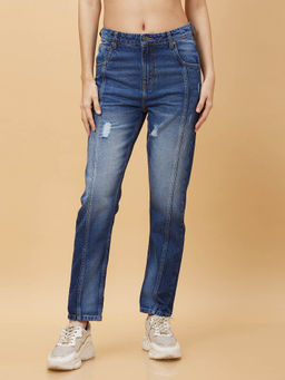 Being Human - Women Solid Denim Mid Blue Jeans