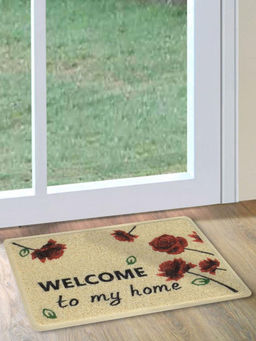 At Home by Nilkamal - Floral Welcome PVC Door Mat |Anti-Skid| 58 cm x 38 cm|Multicolor