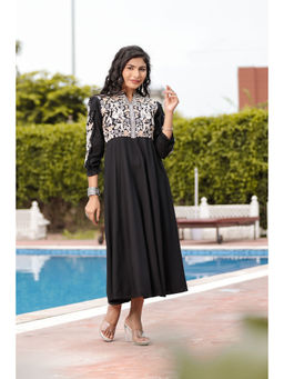 Zolo Label - Designer Black Calf Length Midi Dress