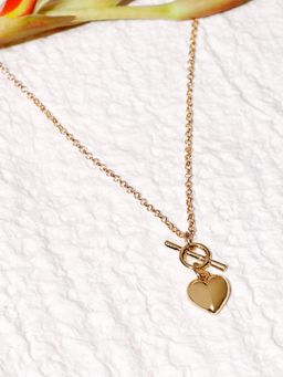 Lilly & Sparkle - Gold-Plated Heart and Toggle Charm Necklace