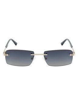 Opium Eyewear - Rectangular Sunglasses for Men Grey Lens Metal Silver Frame -Op-10412-C02-56 (56)