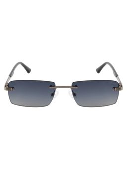 Opium Eyewear - Rectangular Sunglasses for Men Grey Lens Metal Gun Metal Frame -Op-10412-C03-56 (56)