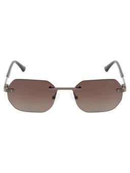Opium Eyewear - Hexagon Sunglasses for Men Brown Lens Metal Gun Metal Frame -Op-10413-C03-55 (55)