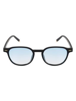 Opium Eyewear - Round Sunglasses for Unisex Blue Lens Tr-90 Black Frame -Op-10455-C02-50 (50)