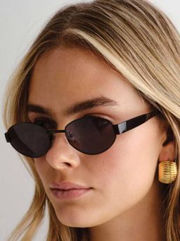 ROYALTAIL - Oval Full Rim Casual Black and Black Unisex Sunglasses-Rt-Sung-140-F1 (55)