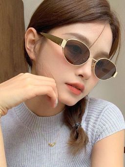 ROYALTAIL - Oval Full Rim Casual Golden and Brown Unisex Sunglasses-Rt-Sung-141-F1 (55)