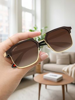 ROYALTAIL - Publilia Uv Protected Square Golden Browm Unisex Sunglasses -Rt-Sung-163 (55)