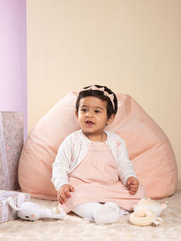 THE BABY TRUNK - Infant Baby Girl White Embroidered Knitted Cardigan