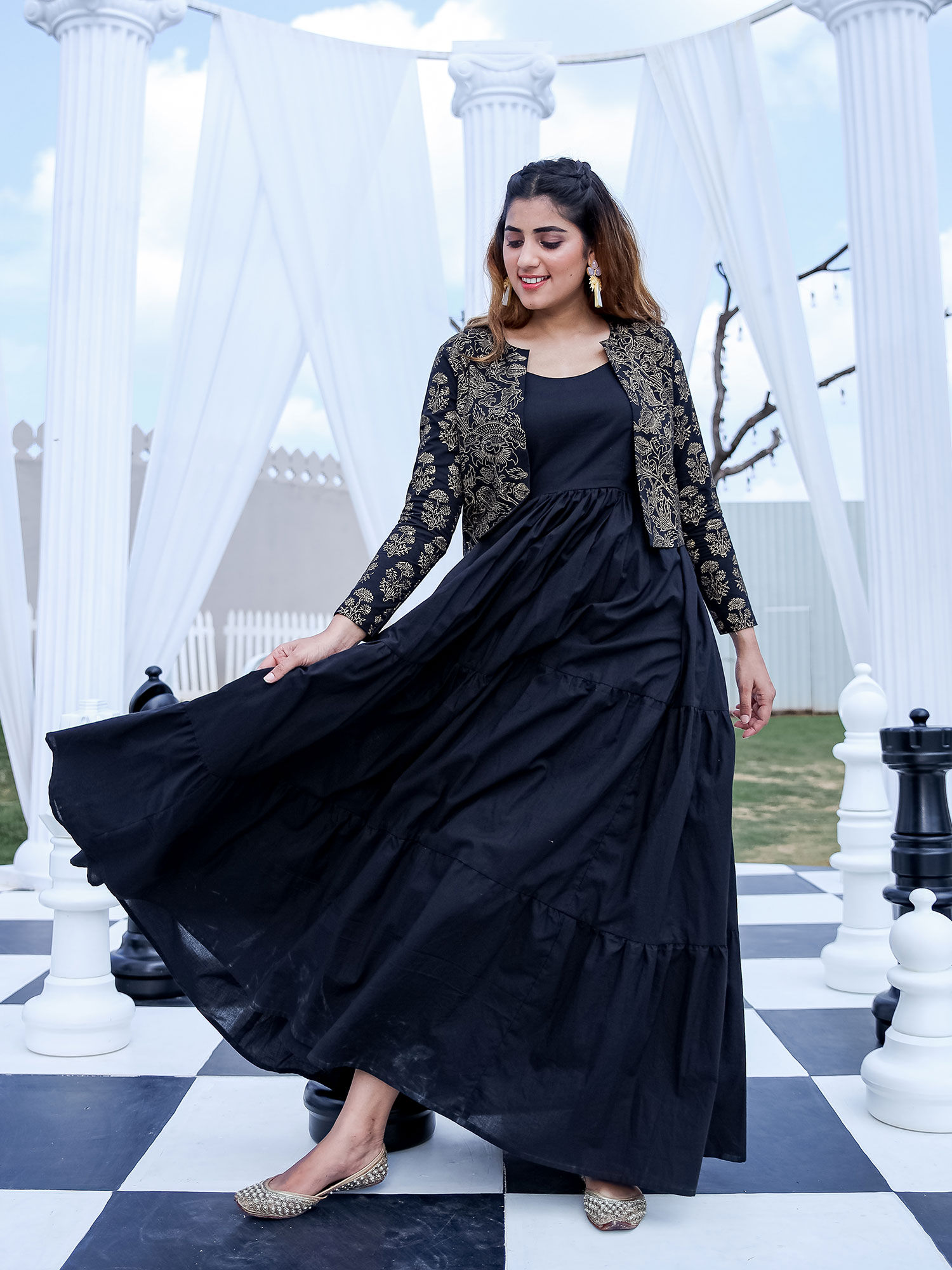 tier dress with jacket