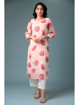 Zari Jaipur - Viscose Linen Kurta - Pink (Set of 2)