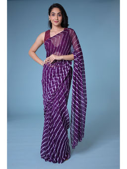 Zari Jaipur - Print Saree Without Blouse - Purple