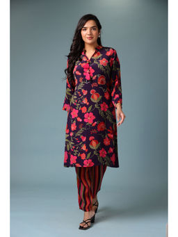 Zari Jaipur - Silk Blended Kurta and Pant - Purple (Set of 2)