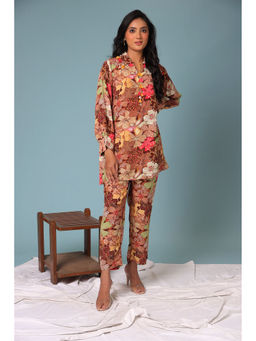 Zari Jaipur - Silk Blended Co-Ord - Brown (Set of 2)